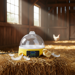 Mini incubateur électrique pour volailles, 7 œufs, retournement automatique, écloserie, chauffe-œufs pratique, jaune - Product Image 2