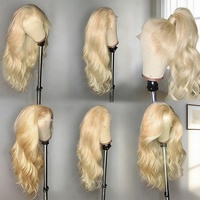 Perruques frontales en dentelle transparente blondes 613, 100 % cheveux humains vierges brésiliens lisses non traités, perruque frontale en dentelle 13x4 pré-épilée