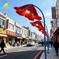Lampu Jalan LED Bunga Merah IP67 - Dekorasi Luar Ruangan Tahan Air untuk Jalan Pejalan Kaki & Pasar Malam