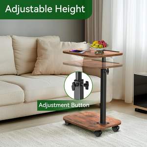 Bandeja de sofá de <span class=keywords><strong>madera</strong></span>, <span class=keywords><strong>mesa</strong></span> de bandeja de sofá de <span class=keywords><strong>TV</strong></span> giratoria de 360 ° <span class=keywords><strong>con</strong></span> <span class=keywords><strong>ruedas</strong></span>, bandeja de sofá de altura ajustable <span class=keywords><strong>para</strong></span> el hogar <span class=keywords><strong>mesa</strong></span> auxiliar de servicio - Product Image 3