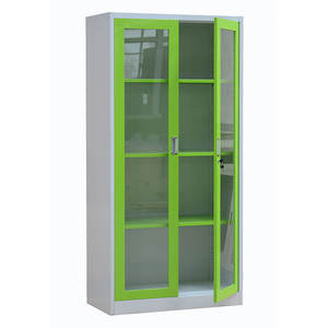 Armoire de classement industrielle moderne en acier à 2 portes verrouillables avec portes en verre pour atelier et bureau à domicile - Product Image 1
