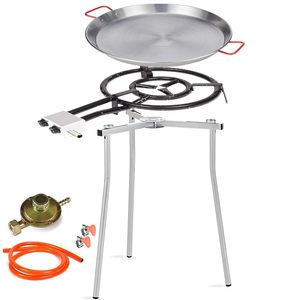 Set Padella per Paella 46cm con Treppiede Regolabile e Bruciatore a Gas 40cm per Cucina all'Aperto - Product Image 1
