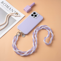 Casing ponsel manik-manik buatan tangan, tali selempang desainer lucu untuk casing telepon Bahan akrilik kain Tule bahan berlian imitasi