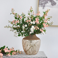 Vente en gros usine : Roses artificielles multi-têtes à toucher réel, tiges de roses en vrac pour décoration de mariage et centres de table