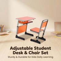 Conjunto de Mesa y Silla de Estudio para Niños de Plástico Moderno, Altura Ajustable, Superficie de Escritorio Extra Ancha, Almohadillas Antideslizantes para el Suelo, para Clases Particulares