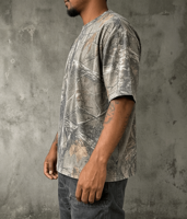 T-shirt graphique pour homme Hong Guan, été, coton biologique personnalisé, camouflage, col rond, coupe ample, manches courtes