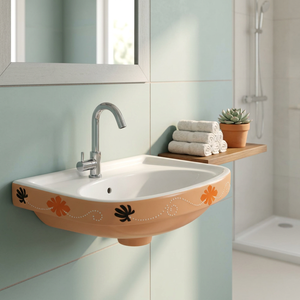 Gold Line White Rectangular Ceramic Wall Hung Wash Basin Two Piece Bathroom Hand Wash Sink for Hotel Projects - Product Image 6