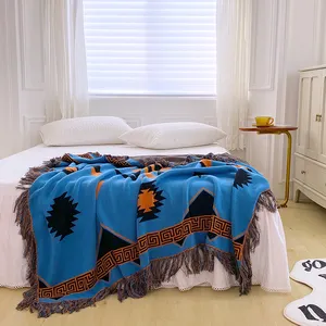 100% coton coloré gland Europe Design Jacquard couvertures tricotées pour la maison