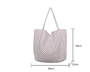 <b>Large</b> Capacity Wave Dot Canvas Tote Casual Handbag Open Closure Ruched Decoration Cute Collapsible Shopping Shoulder <b>Bag</b> - Product Image 2