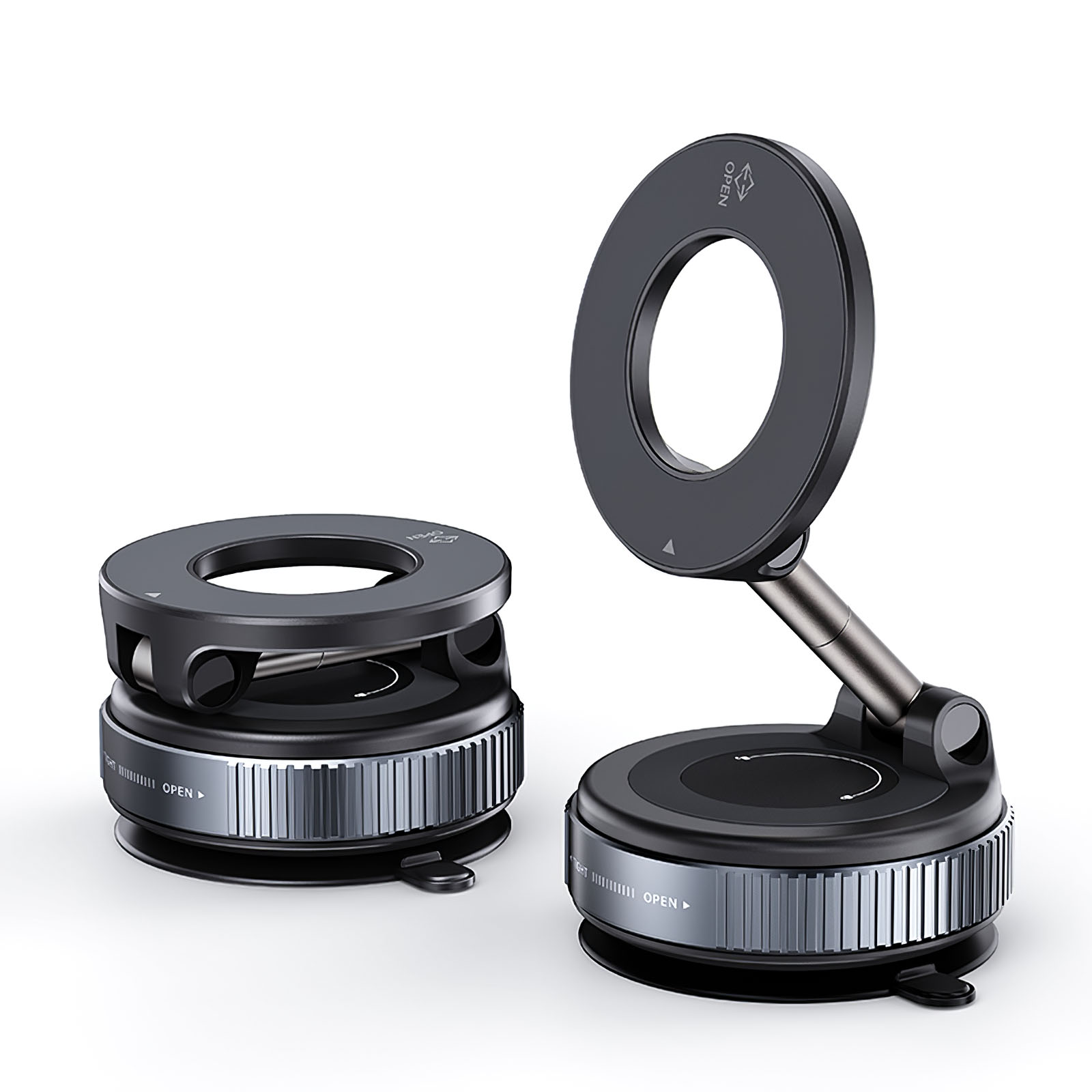 Universal 360 Rotate Vacuum Suction Cup Metal Phone Holder - Zinc Alloy Magnetic Adsorption for Gym,