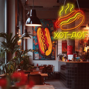 LED neon light hamburger hot dog <b>BBQ</b> shop sign hanging adjustable indicator light <b>indoor</b> outdoor ambient light customizable 5V - Product Image 4