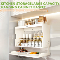 Étagère à épices moderne à double niveau en acier au carbone durable, multifonctionnelle, à suspendre au mur pour armoire de cuisine