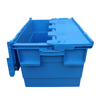 JOIN Blue 60L Bac de rangement en plastique avec couvercle intégré, empilable et emboîtable, bac de déménagement en PP