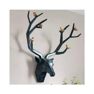 Heißer verkauf home decor wand kunst skulptur große abstrakte harz fiberglas tier deer kopf statuen preise