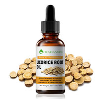 Huile de racine de réglisse, extrait botanique, texture légère, liquide clair pour soins personnels, mélange soluble dans l'huile, utilisation visage et corps