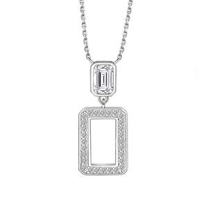 High Quality Fashion Fine Jewelry S925 Sterling Silver Zircon <b>Square</b> Pendant Jewelry <b>Sets</b> - Product Image 4