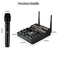 Mixer Audio USB Dengan Penerima Mikrofon Nirkabel Konsol 5 Kanal untuk Karaoke Siaran Langsung Buatan Pabrik Sendiri