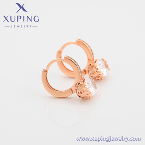 A00912612 xuping Jewelry Classic Fashion Exquisite Row of Large Diamond <strong>Rose</strong> <strong>Gold</strong> <strong>Hoop</strong> Women's Earrings - Product Image 3