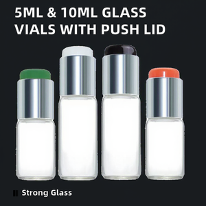 Frascos de Vidrio Transparente para Polvo Liofilizado de 5ml y 10ml, Botella Mixta con Tapa de Botón a Presión y Tapa de Rosca para Suero de Cuidado de la Piel, Superficie Serigrafiada - Product Image 2