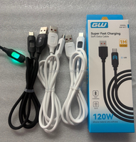 Cable USB Tipo C 6A de Carga Súper Rápida, Cable de Silicona Suave con Indicador LED de 1M, Cable de Datos para Todos los Teléfonos Android