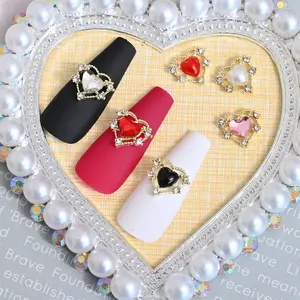 Loving Heart Nail Decorations Valentine's Day Luxury Diamond Gilding Charms Glitter Hearts Shape Rhinestones Nail Supplies