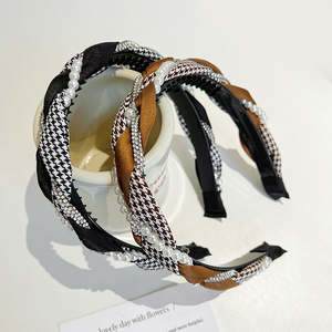 Bandeau <span class=keywords><strong>de</strong></span> cheveux pour fille en tissu <span class=keywords><strong>de</strong></span> luxe avec perles et strass, mode coréenne, style tempérament sauvage, doux et mignon - Product Image 5