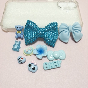 Bầu Trời Màu Xanh Sáng Bóng Bow Tie Với Rhinestone <span class=keywords><strong>Skull</strong></span> Gấu Tình Yêu Trái Tim Bé Tôi Yêu Bạn Frangipani Trang Trí Nội Thất DIY Rác Điện Thoại Trường Hợp Nhẹ Hơn - Product Image 4