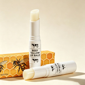 Baume à lèvres au suif de bœuf 100% animal, nourri à l'herbe, avec cire d'abeille, hydratant, soin naturel pour la peau, marque privée, OEM - Product Image 3