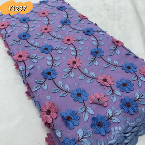 Dentelle Guipure <span class=keywords><strong>Fuchsia</strong></span> Soluble dans l'Eau de Haute Qualité 2025 du Nigéria, Broderie 3D pour Tissu de Robe en Coton - Product Image 6