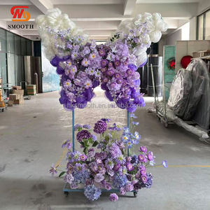 SMOOTH Elegant Wedding Birthday <b>Party</b> <b>Decorative</b> Backdrop Stand Purple Fabric Floral <b>Butterfly</b> Flower - Product Image 3