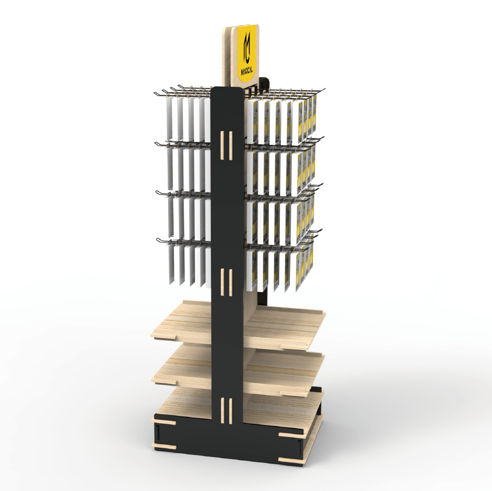 Apache Custom Double-Sided Phone Case and Accessories Floor-Mounted Plywood Display Stand for Supermarket Stores — view 5