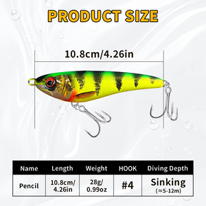 Señuelo de pesca de fábrica OEM/ODM Aaller Zeiten Deep-Sea de lanzamiento largo y hundimiento pesado, tipo lápiz, 10.8cm/28g, esencial para todas las capas de agua <span class=keywords><strong>Savage</strong></span> - Product Image 2