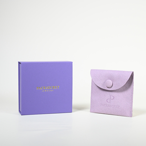 PackSecret Luxury Single <b>Button</b> Full Cover Microfiber Purple Jewelry Pouch Custom Deboss Logo Premium <b>Magnetic</b> Box for Full - Product Image 1