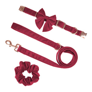Lüks kadife köpek tasması ile gül altın <span class=keywords><strong>Metal</strong></span> toka köpek tasması ile Sailor papyon köpek kurşun - Product Image 2