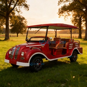 Voiture de tourisme électrique classique vintage 6-8 places rouge à toit ouvert design rétro - Product Image 2