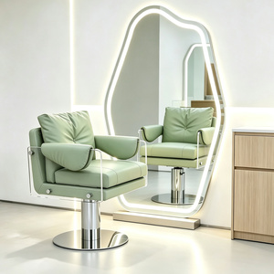 Barber Shop Beauty SalonProfessional Styling <b>Chairs</b> PU <b>Leather</b> Acrylic with Footrest Barber <b>Chair</b> for Barbershop - Product Image 1
