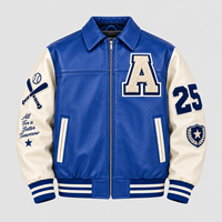 Veste universitaire en cuir PU personnalisée Nuo Ying pour hommes avec patchs lettres et manches contrastées