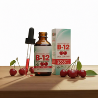 Complément alimentaire aromatisé à la cerise 60 ml, OEM ODM, gouttes liquides de vitamine B12 5000 mcg, méthylcobalamine, vitamine B12 liquide oral en gouttes