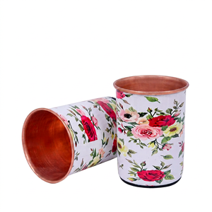 Vaso de vidrio floral color cobre, de pared simple, reutilizable, apto para lavavajillas, ideal para regalo o uso doméstico. - Product Image 1