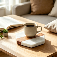 Ensemble de 4 sous-verres en marbre blanc pour boissons et thé, sous-verres faits à la main, articles cadeaux