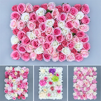 Mur de fleurs artificielles de luxe en soie pour toile de fond de scène de mariage, Hortensia, Rose, Dahlia, 40x60cm, Fait main, Livraison rapide
