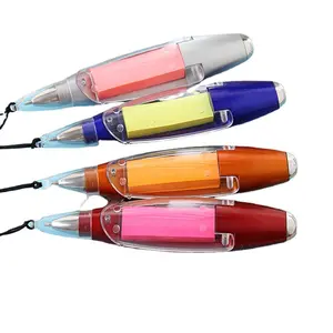 pen with hanging rope sticky notes LED light plastic pen advertising ballpoint pen