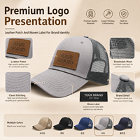 Casquette de baseball personnalisée en coton avec empiècement en nylon et patch en cuir, étiquette tissée, broderie – Fournisseur en gros