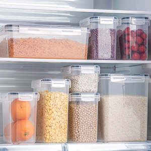 Bocaux de conservation hermétiques en plastique pour céréales et aliments secs, transparents, anti-humidité, forme rectangulaire avec couvercle - Product Image 4