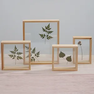 Natural Wooden Picture Frame With Double Pane Glass Minimal Eco Wood Photo Frame