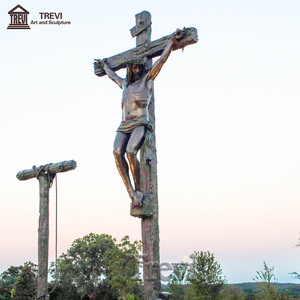 Sculpture en métal de laiton grandeur nature, statue religieuse en bronze, Jésus crucifié - Product Image 2