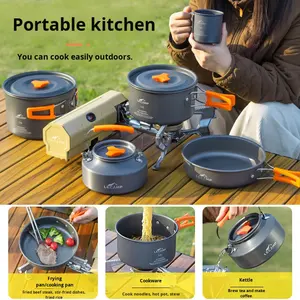 Ensemble de cuisine de camping et de randonnée en aluminium dur ultraléger avec des casseroles, des bouilloires et des poêles de 3,0 L/2,0 L pour la randonnée et les voyages - Product Image 2