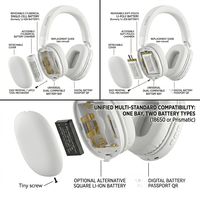 Casque sans fil à batterie détachable pour une autonomie illimitée, Bluetooth 5.4, ANC (réduction active du bruit), conforme à la norme EU 2027