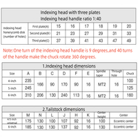 Tête de division de précision semi-universelle BS 4 pouces à 3 mors, ensemble de fraisage avec contre-pointe pour table rotative de machine à fraiser