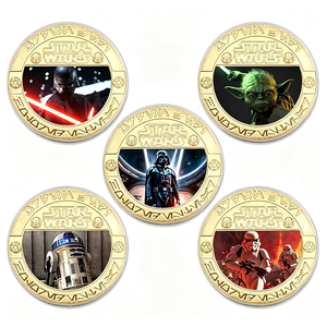 Pièces de monnaie 2026 Sci-Fi Space Galaxy Heroes : Cinq modèles de personnages colorés plaqués or avec étui en acrylique - Product Image 1